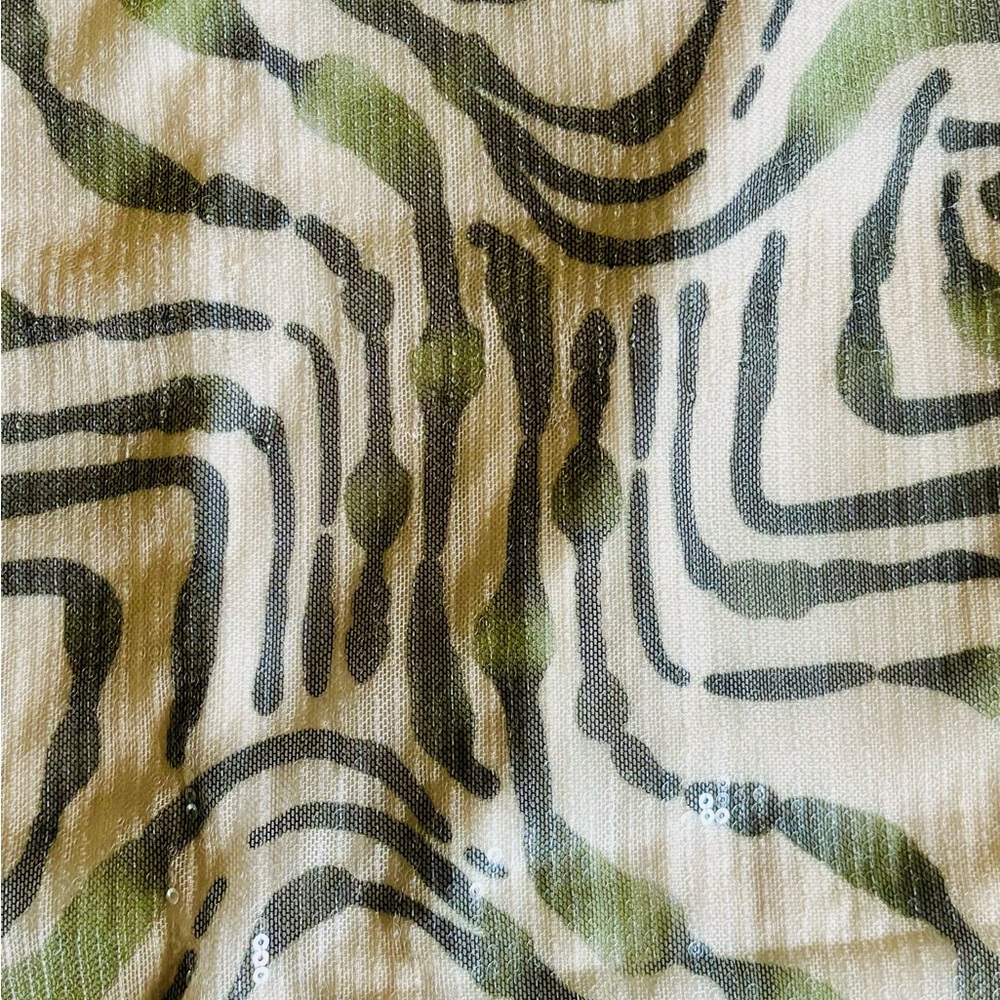 Eloquii NWT Sz 14 Zebra Patterned Sequined Maxi Skirt in Cream and Green - Picture 5 of 8